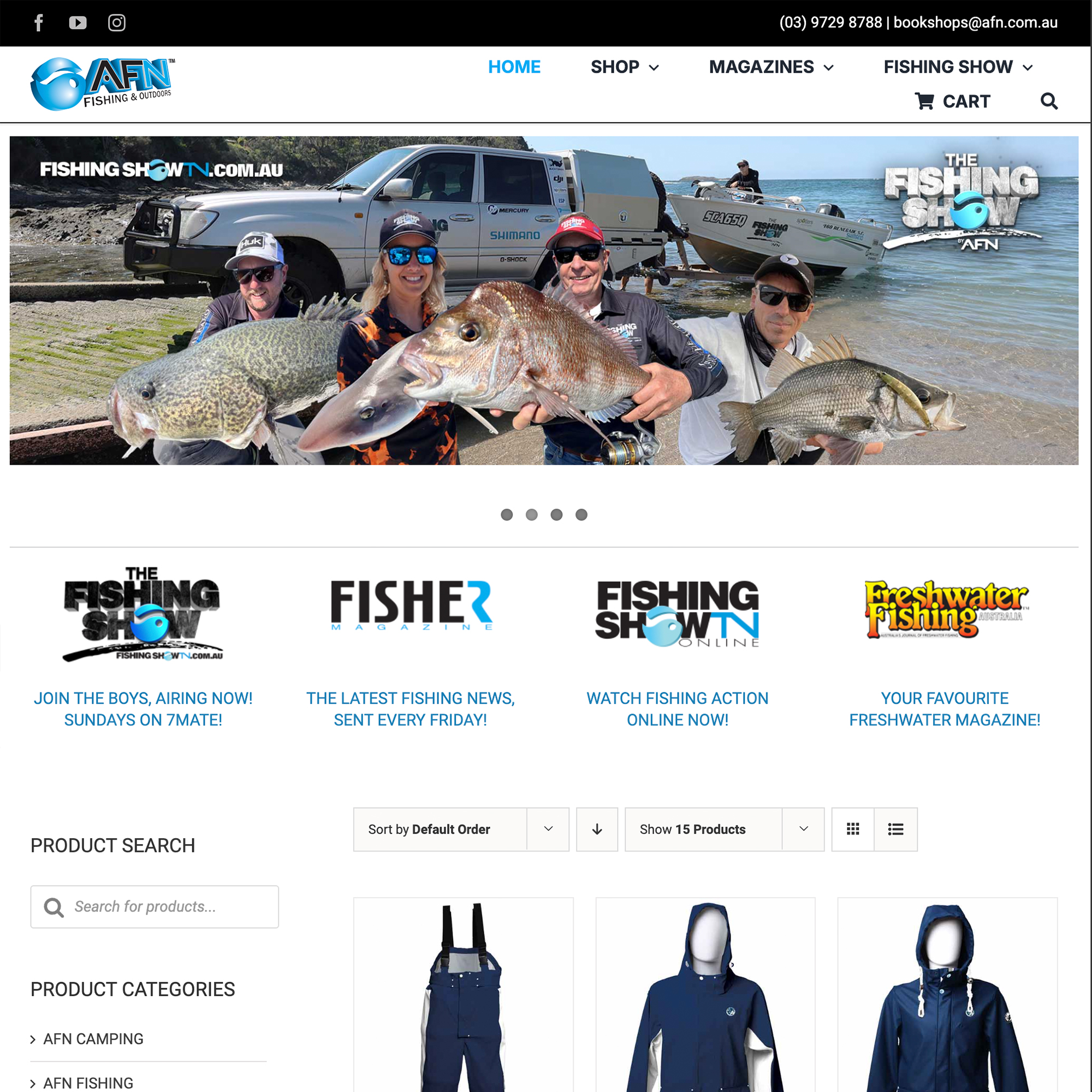 The Australian Fishing Network (AFN Fishing & Outdoors) is the largest fishing media company in Australia.. They also have a huge inventory of products for the fishing and outdoors market. We created an online store for them to market their extensive range.