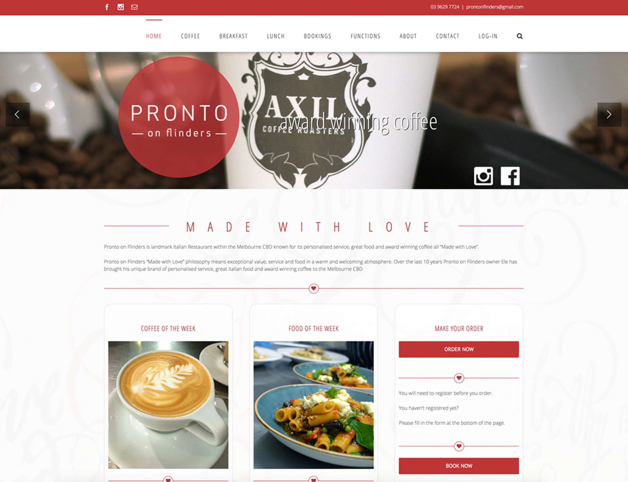 A traditional Italian Brasserie with an urban touch, Pronto asked us to create a site that showcased the great food and atmosphere