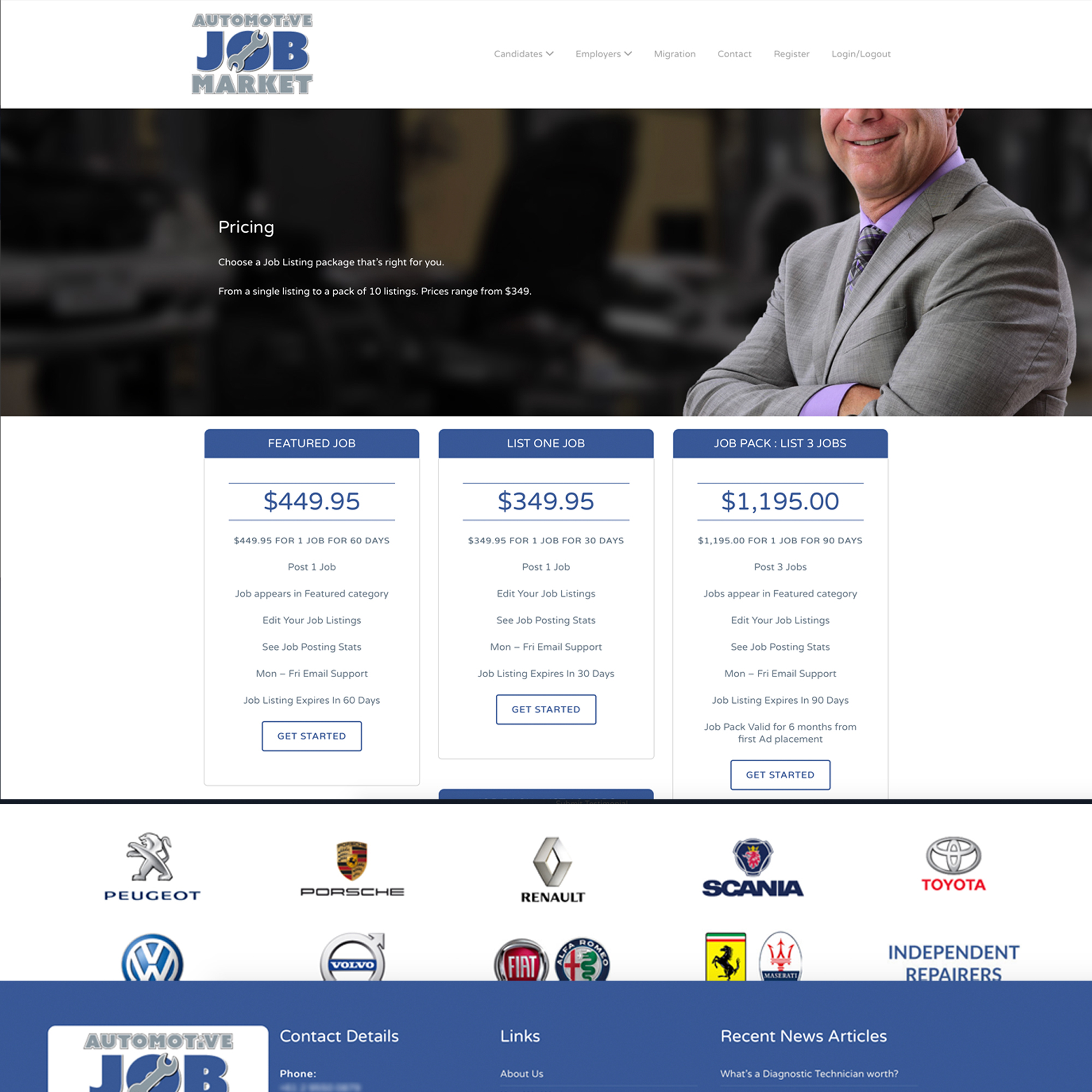 A recruiter and immigration agent asked us to develop a website that would allow employers to advertise jobs, and potential employees to upload resumés and apply for the jobs.